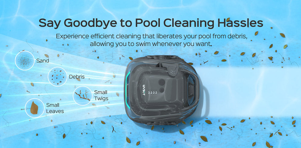 WYBOT A1 Cordless Pool Robot Vacuum, Double Filters, 120min Runtime, 2.5H Fast Charging, for Above Ground Flat-Bottom Pools, Black