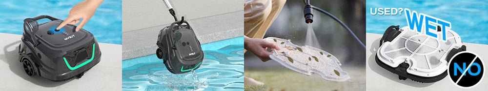 WYBOT A1 Cordless Pool Robot Vacuum, Double Filters, 120min Runtime, 2.5H Fast Charging, for Above Ground Flat-Bottom Pools, Black