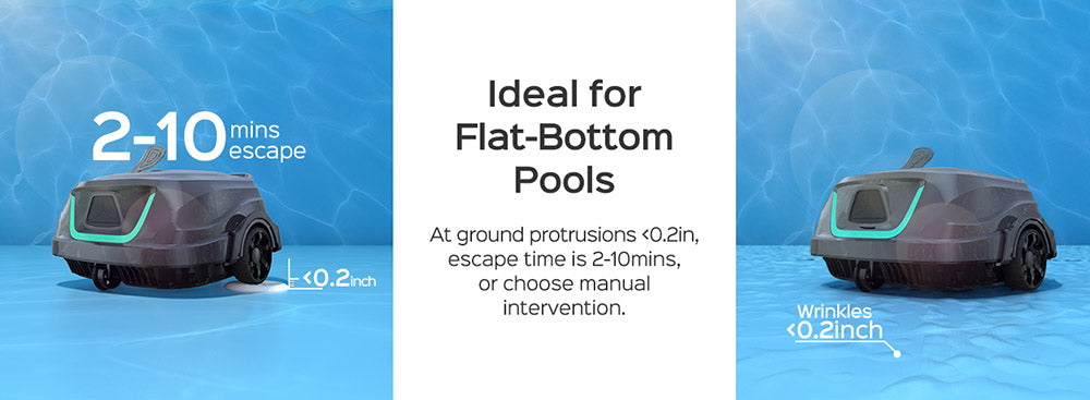 WYBOT A1 Cordless Pool Robot Vacuum, Double Filters, 120min Runtime, 2.5H Fast Charging, for Above Ground Flat-Bottom Pools, Black