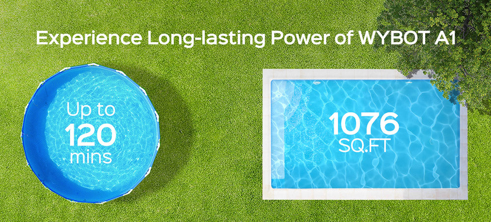 WYBOT A1 Cordless Pool Robot Vacuum, Double Filters, 120min Runtime, 2.5H Fast Charging, for Above Ground Flat-Bottom Pools, Black