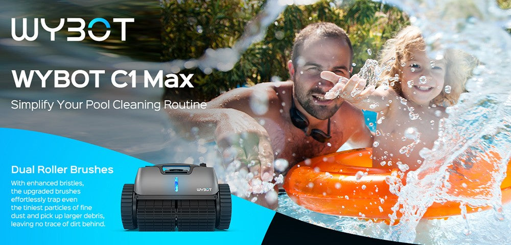 WYBOT C1 MAX Cordless Pool Robot Vacuum with APP, 180-240min Runtime, 3 Cleaning Modes, Wall Climbing, 65W Suction Power, Up to 2152sq.ft Area, Gray