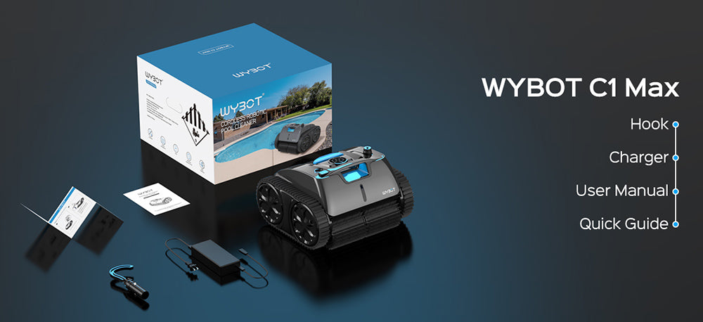 WYBOT C1 MAX Cordless Pool Robot Vacuum with APP, 180-240min Runtime, 3 Cleaning Modes, Wall Climbing, 65W Suction Power, Up to 2152sq.ft Area, Gray