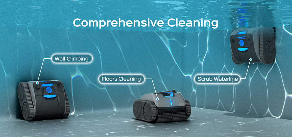 WYBOT C1 MAX Cordless Pool Robot Vacuum with APP, 180-240min Runtime, 3 Cleaning Modes, Wall Climbing, 65W Suction Power, Up to 2152sq.ft Area, Gray