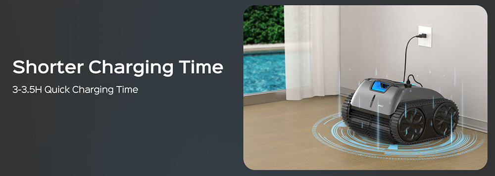 WYBOT C1 MAX Cordless Pool Robot Vacuum with APP, 180-240min Runtime, 3 Cleaning Modes, Wall Climbing, 65W Suction Power, Up to 2152sq.ft Area, Gray