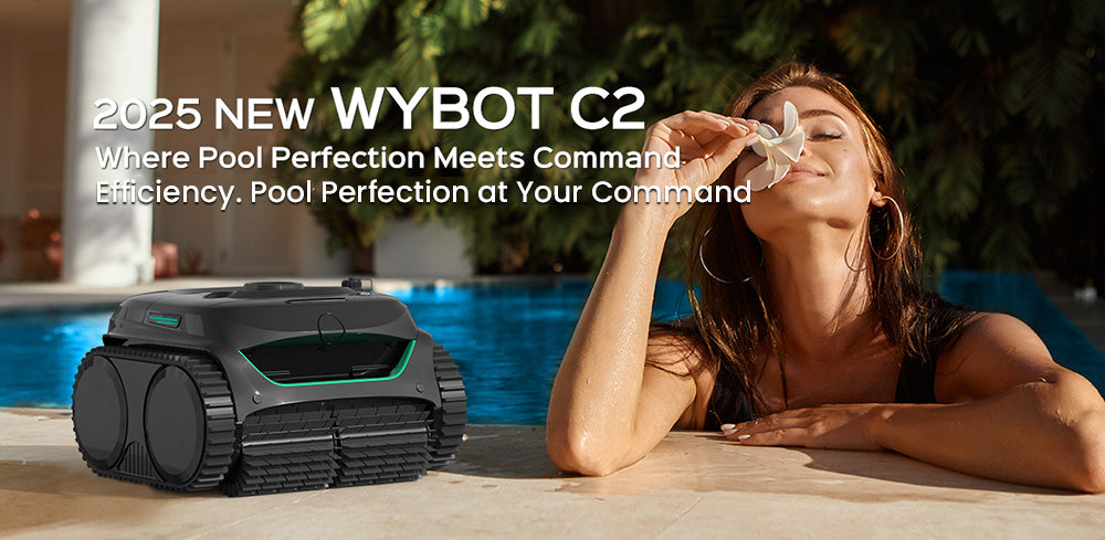 WYBOT C2 Cordless Pool Robot Vacuum, Wall and Waterline Cleaning, Dual Cleaning Filtration, for Inground Pools Up to 2512Sq.ft, Black Green