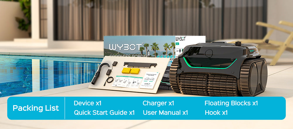 WYBOT C2 Cordless Pool Robot Vacuum, Wall and Waterline Cleaning, Dual Cleaning Filtration, for Inground Pools Up to 2512Sq.ft, Black Green