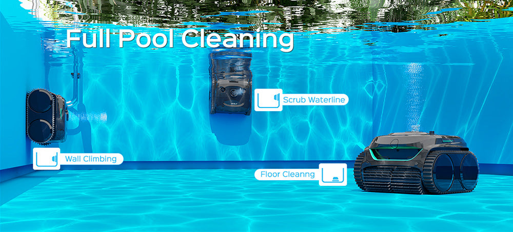 WYBOT C2 Cordless Pool Robot Vacuum, Wall and Waterline Cleaning, Dual Cleaning Filtration, for Inground Pools Up to 2512Sq.ft, Black Green