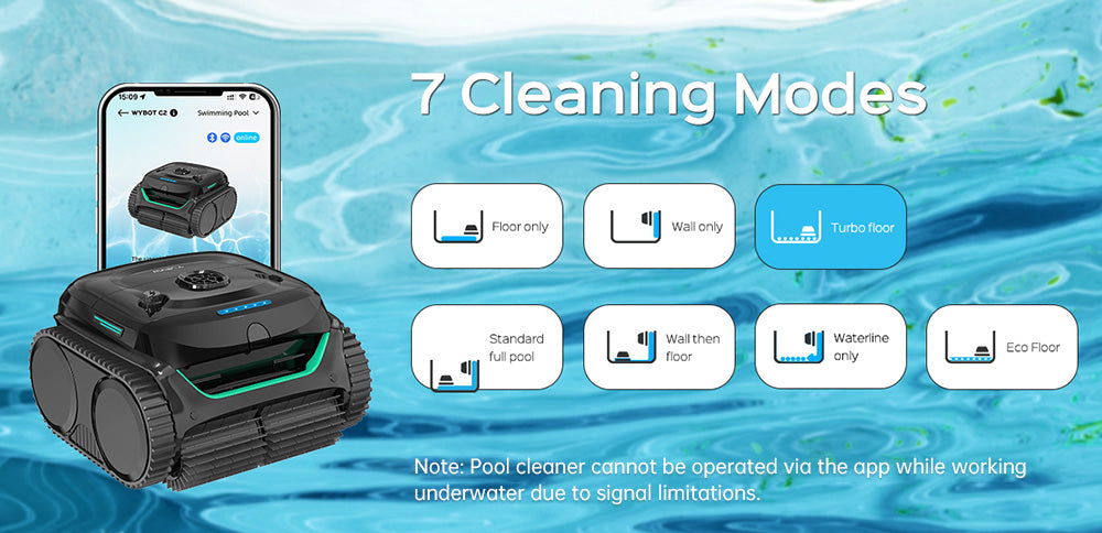 WYBOT C2 Cordless Pool Robot Vacuum, Wall and Waterline Cleaning, Dual Cleaning Filtration, for Inground Pools Up to 2512Sq.ft, Black Green