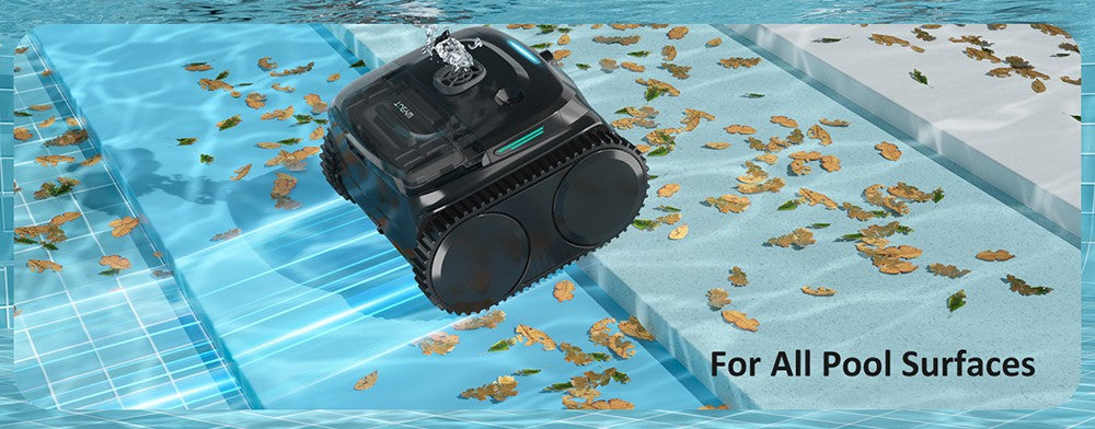 WYBOT C2 Vision Cordless Pool Robot Vacuum, Debris Detection with AI Camera, 8-in-1 Master Cleaning, Two-Layer Filtration, Brushless Motors for Powerful Suction, for Pools up to 1940Sq.ft, Black Green