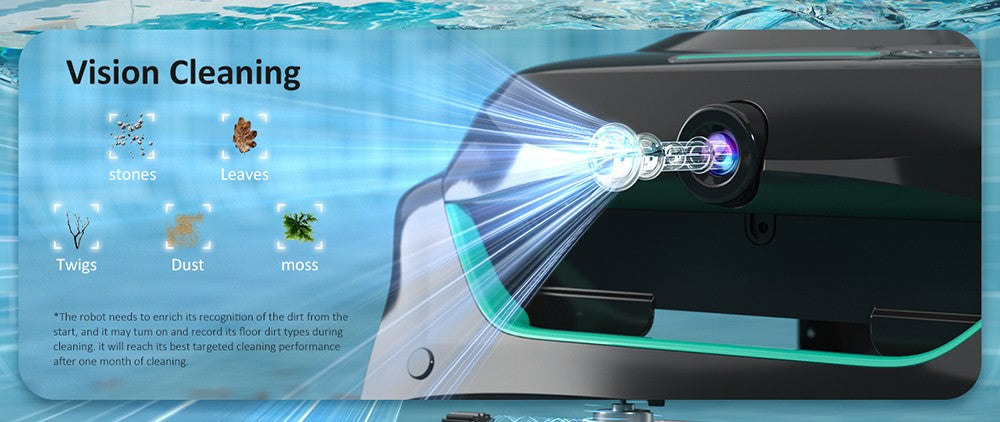 WYBOT C2 Vision Cordless Pool Robot Vacuum, Debris Detection with AI Camera, 8-in-1 Master Cleaning, Two-Layer Filtration, Brushless Motors for Powerful Suction, for Pools up to 1940Sq.ft, Black Green