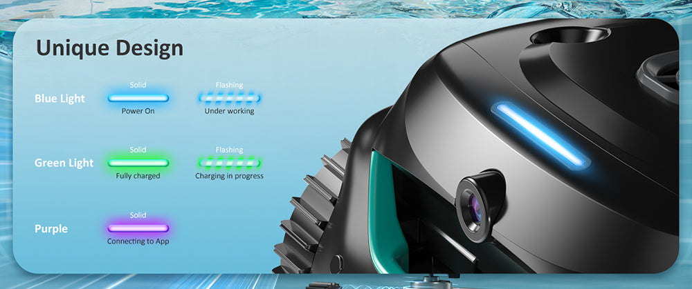 WYBOT C2 Vision Cordless Pool Robot Vacuum, Debris Detection with AI Camera, 8-in-1 Master Cleaning, Two-Layer Filtration, Brushless Motors for Powerful Suction, for Pools up to 1940Sq.ft, Black Green