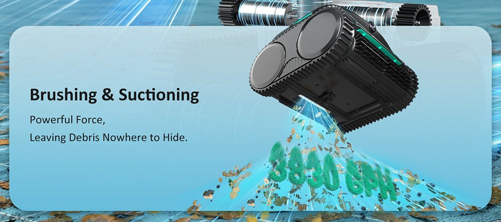 WYBOT C2 Vision Cordless Pool Robot Vacuum, Debris Detection with AI Camera, 8-in-1 Master Cleaning, Two-Layer Filtration, Brushless Motors for Powerful Suction, for Pools up to 1940Sq.ft, Black Green