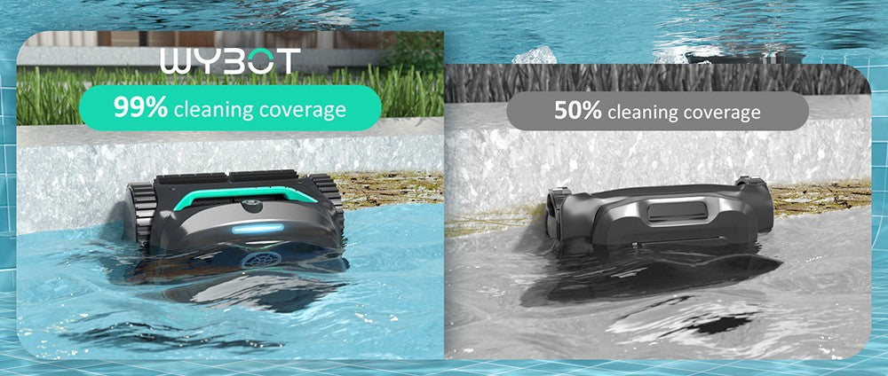 WYBOT C2 Vision Cordless Pool Robot Vacuum, Debris Detection with AI Camera, 8-in-1 Master Cleaning, Two-Layer Filtration, Brushless Motors for Powerful Suction, for Pools up to 1940Sq.ft, Black Green