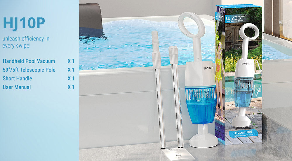 WYBOT HJ10P Handheld Pool Vacuum, Telescopic Pole Included, 25L/min Powerful Suction, 5200mAh Large Battery, Max. 60min Runtime, 0.5L Filter