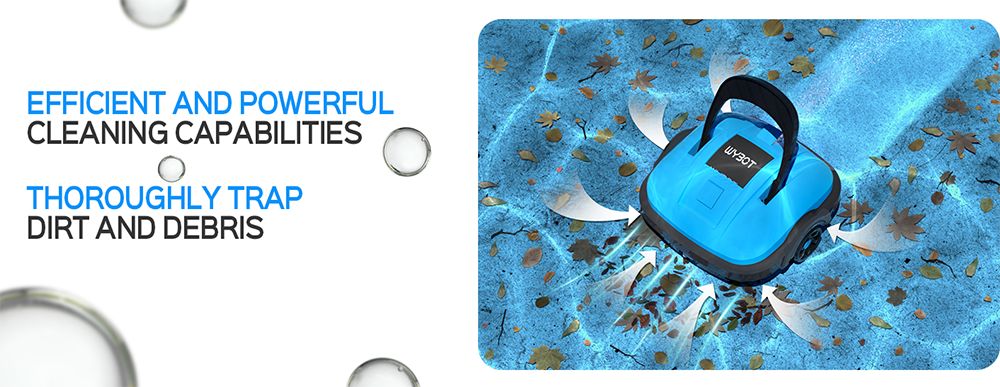 WYBOT WY1102 Cordless Pool Robot Vacuum, Dual Motor, Max 50min Runtime, Up to 525sq.ft, for Flat-bottom Pools, Blue