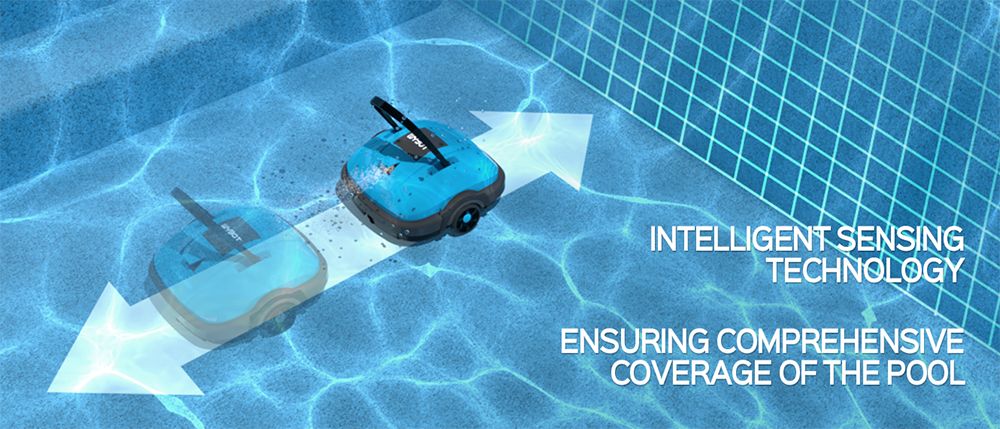 WYBOT WY1102 Cordless Pool Robot Vacuum, Dual Motor, Max 50min Runtime, Up to 525sq.ft, for Flat-bottom Pools, Blue