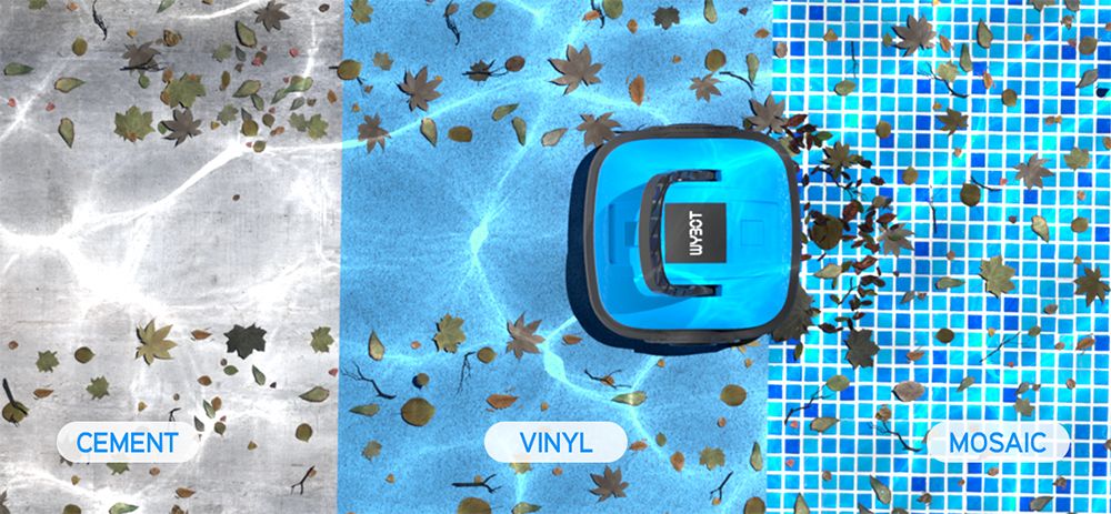 WYBOT WY1102 Cordless Pool Robot Vacuum, Dual Motor, Max 50min Runtime, Up to 525sq.ft, for Flat-bottom Pools, Blue