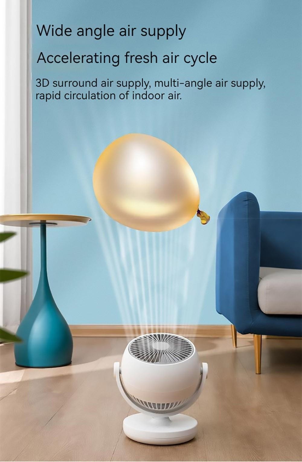 Xiaoda Feiyue C08 Desktop Portable Air Circulation Fan, 3 Gears Wind, Timing Function, Shaking Head Around - Charging Version