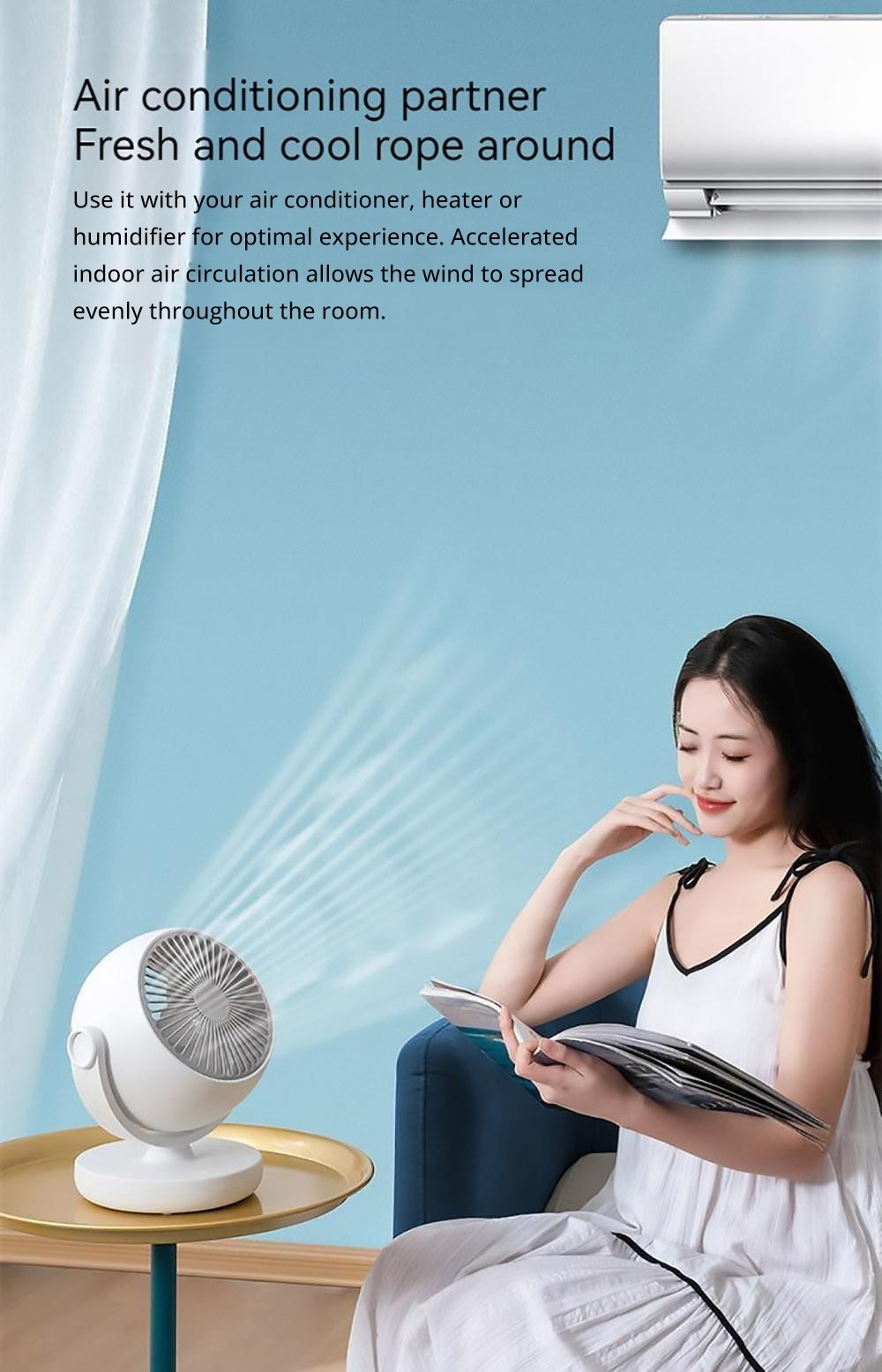 Xiaoda Feiyue C08 Desktop Portable Air Circulation Fan, 3 Gears Wind, Timing Function, Shaking Head Around - Charging Version