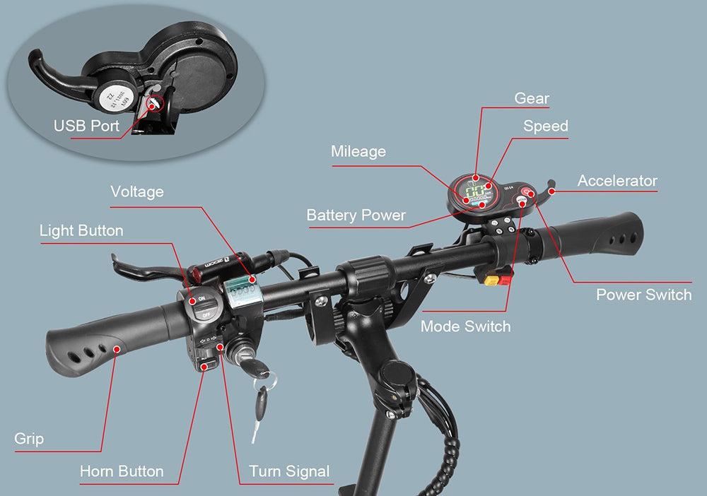 YUME Y10 Electric Scooter, 1200*2 Motor, 52V 23.4Ah Battery, 10