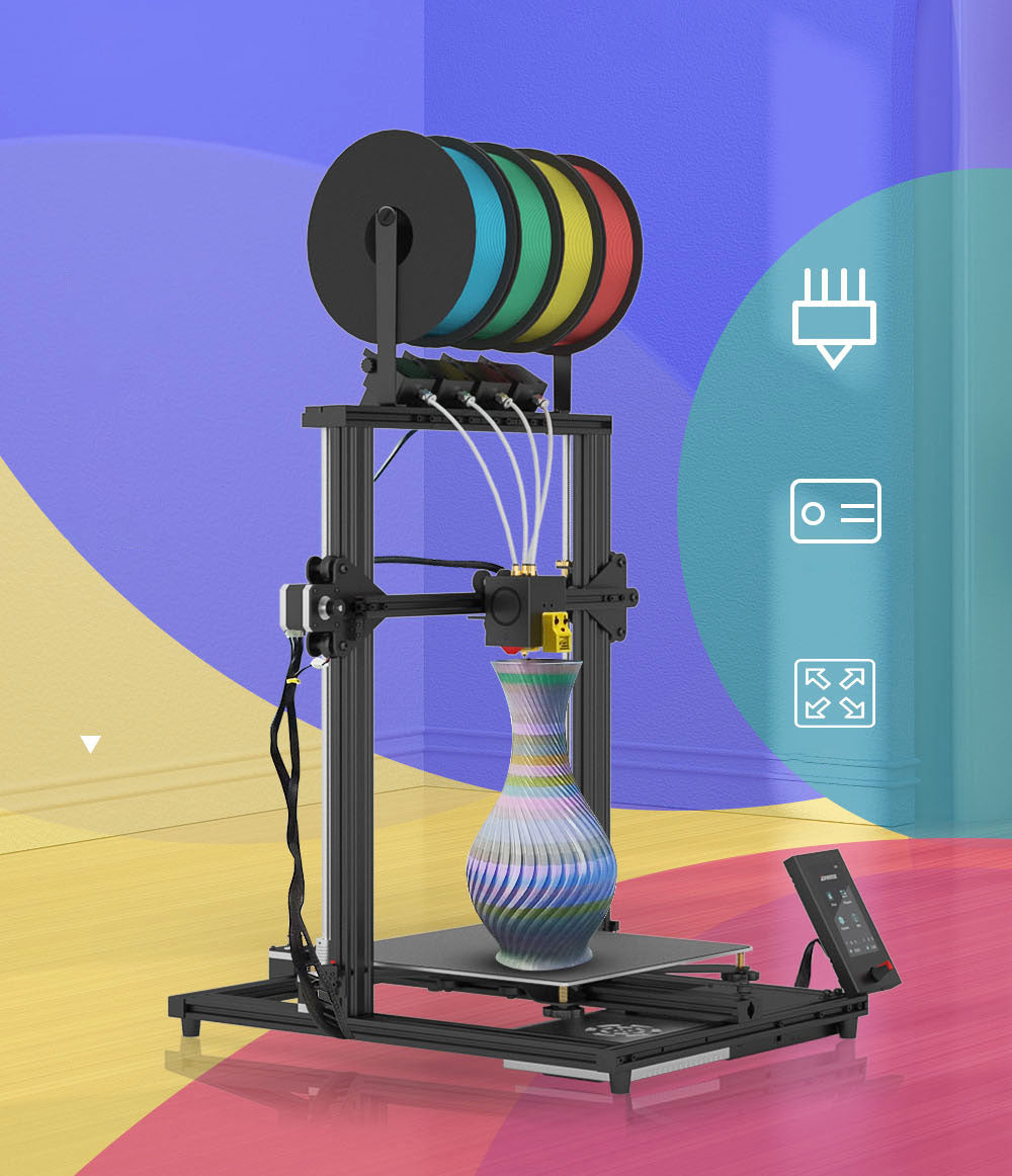 Zonestar Z8PM4 Pro 4 Titan Extruders 3D Printer, 4 in1 out Color-Mixing, Auto Leveling, 32Bit Mainboard, LCD Screen, Open Source, 300*300*400mm