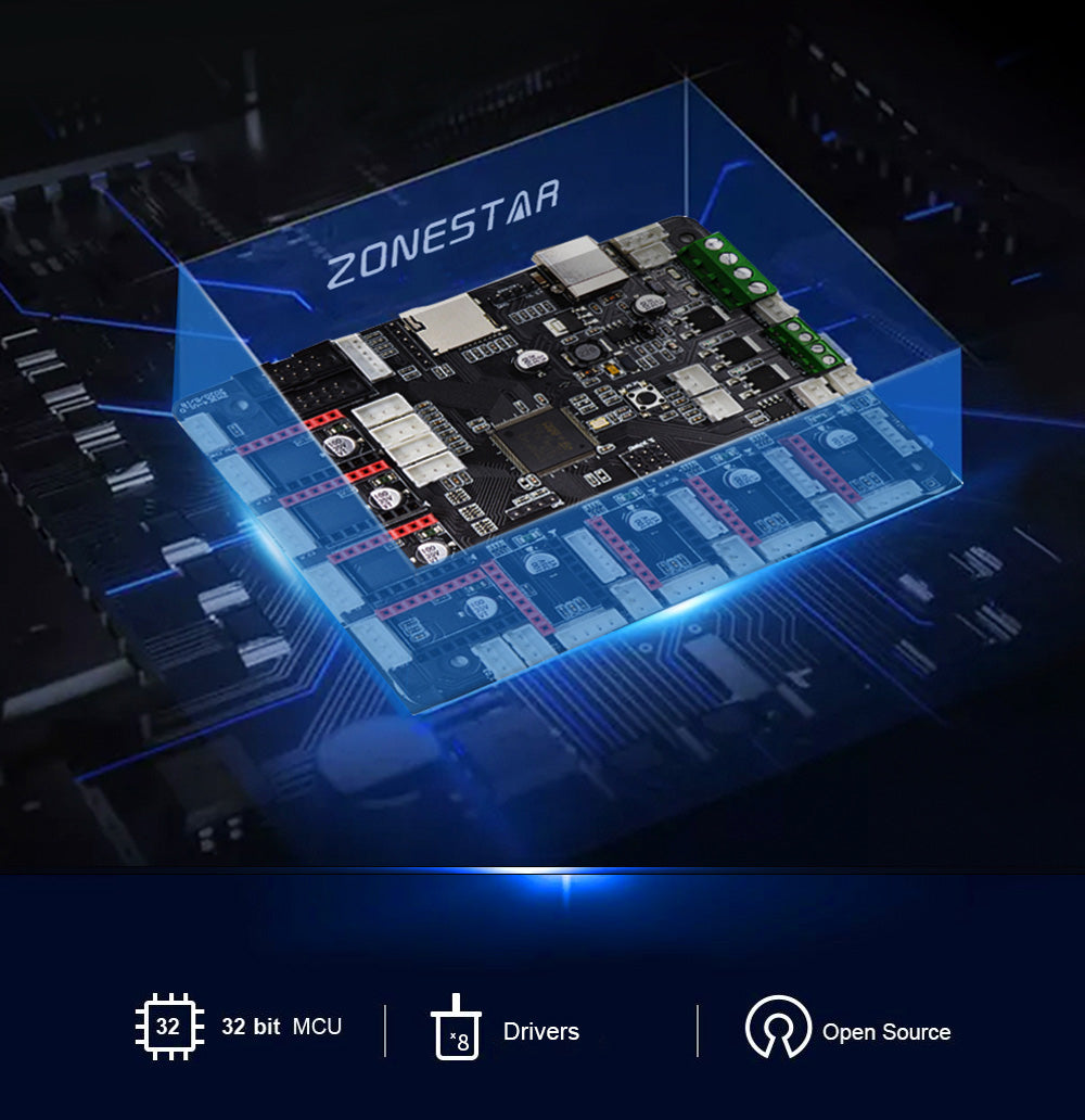 Zonestar Z8PM4 Pro 4 Titan Extruders 3D Printer, 4 in1 out Color-Mixing, Auto Leveling, 32Bit Mainboard, LCD Screen, Open Source, 300*300*400mm